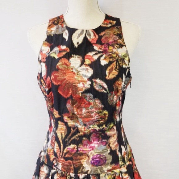 Anthropologie Leifsdottir Adelita Brocade Metallic Mini Dress Pockets - Picture 4 of 7